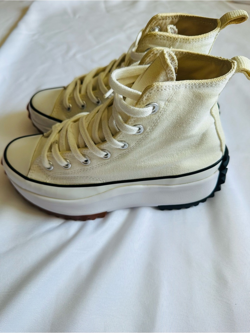 Converse Cream High Top Platform Sneakers with Black & Gum Accents - Picture 4 of 9